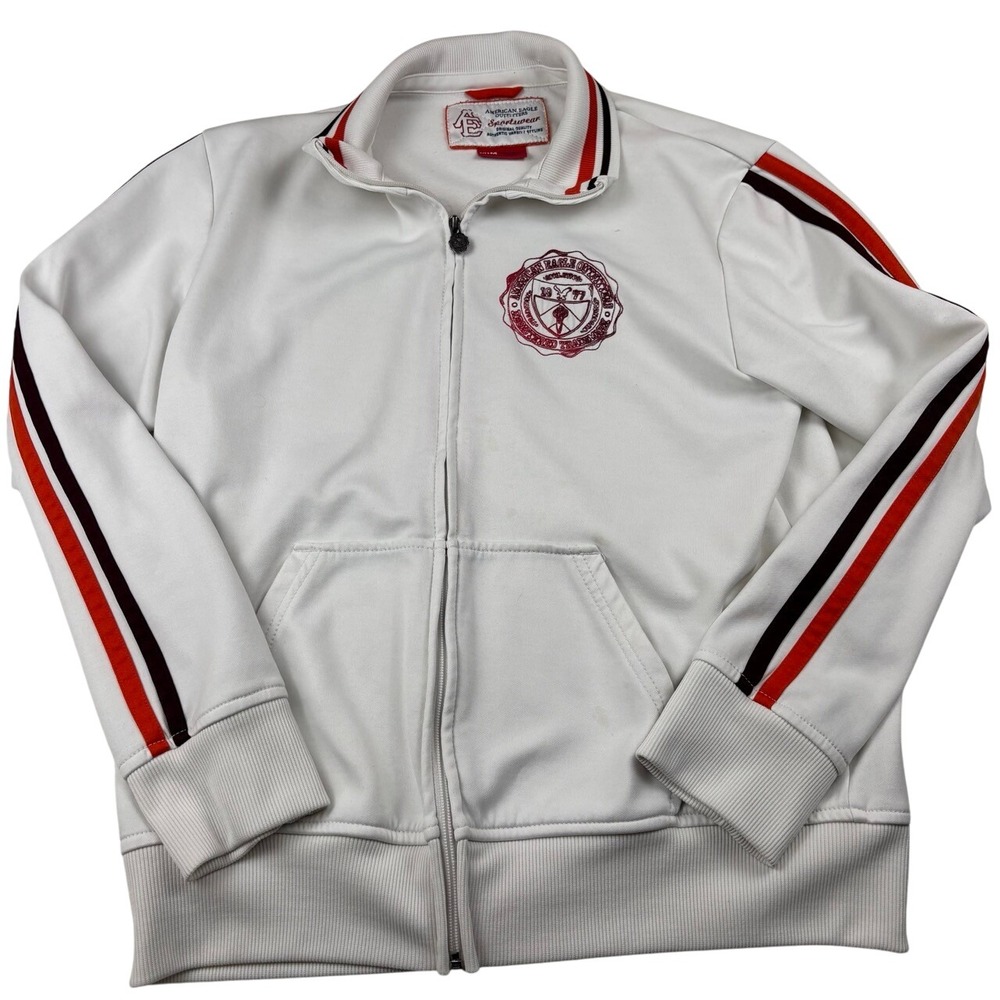 VTG Y2K American Eagle Outfitters Track Jacket‎ Full Zip Athletic White Size M